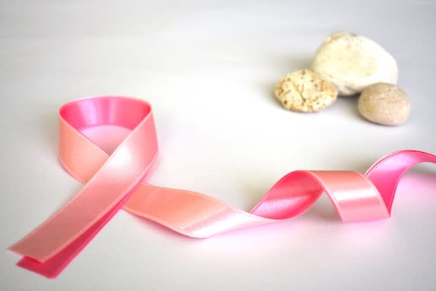 A pink breast cancer ribbon