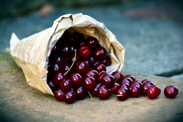 a bag of cherries