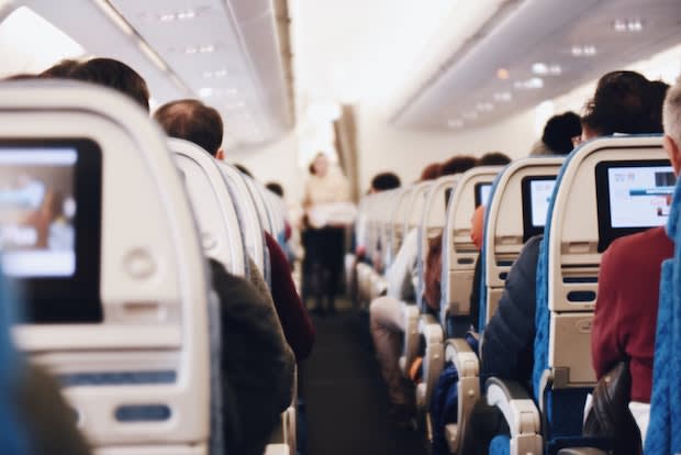 the interior of an airplane