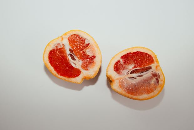 a grapefruit cut in half