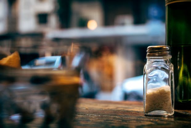 a salt shaker on the table