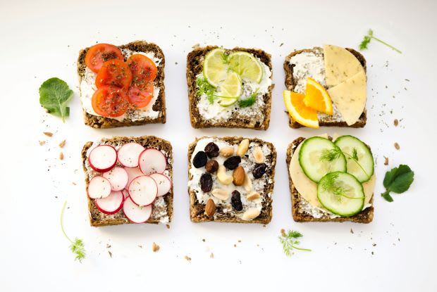 six different types of toast