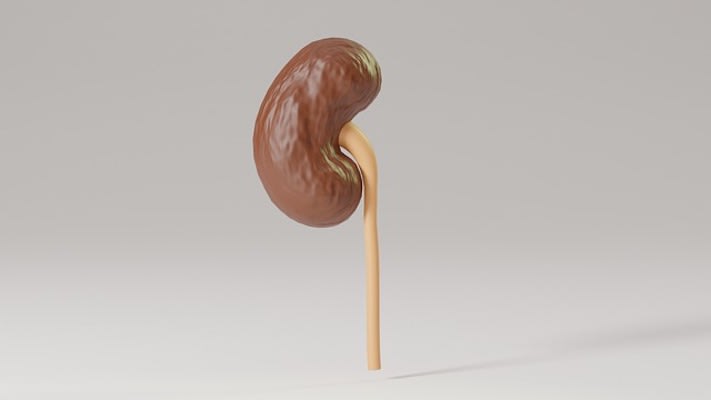 a diorama of a single kidney on a white background