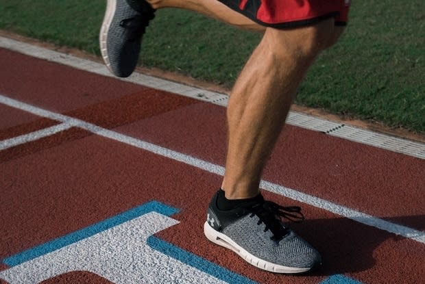 a man running on a track