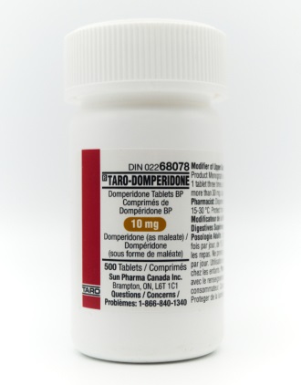 A bottle of generic domperidone 10mg tablets
