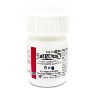 A bottle of 5mg generic crestor tablets