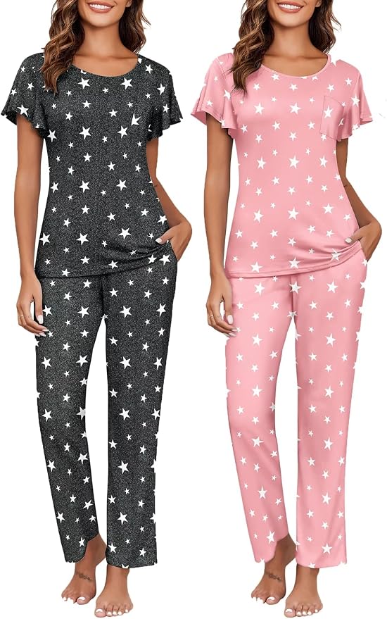 Ekouaer Pajamas for Women Set 2 Piece Comfy Loungewear