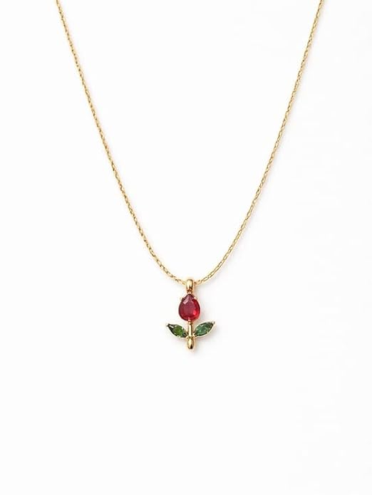 Gold-Tone Rose Pendant Necklace