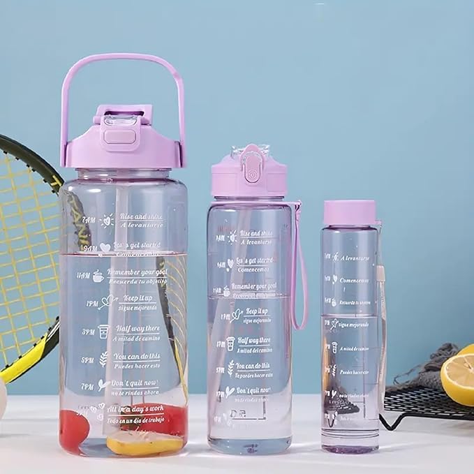 Plastic Set Of 3 Transparent Water Bottle
