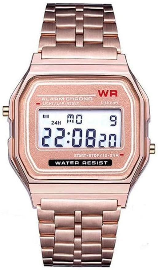 Acnos Stainless Steel Premium Brand Digital Rosegold Vintage Square Dial Unisex Wr70Ist Watch