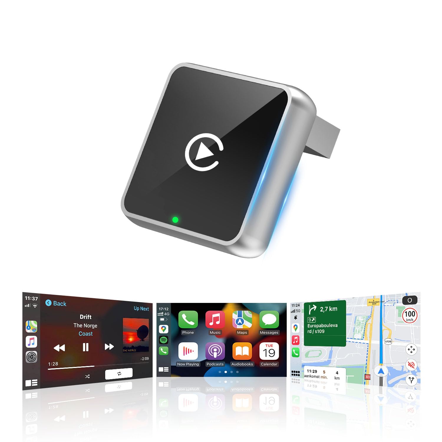 CEROAN 2-in-1 Wireless CarPlay Adapter