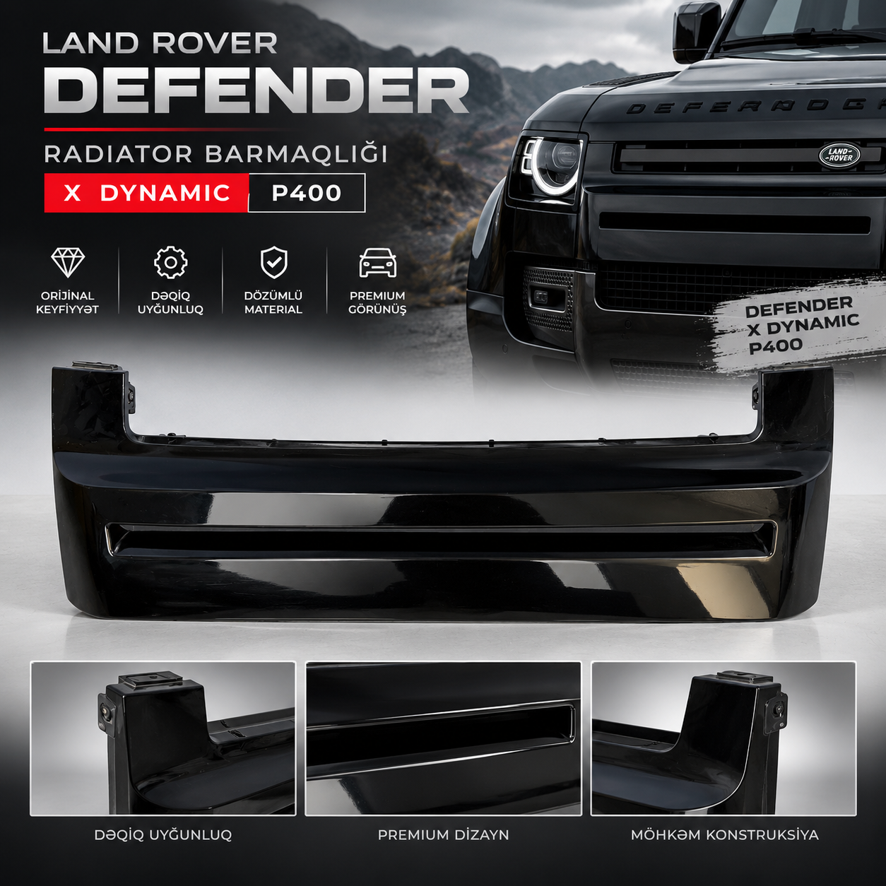 Land Rover Defender X-Dynamic P400 radiator barmaqlığı — obirsofka
