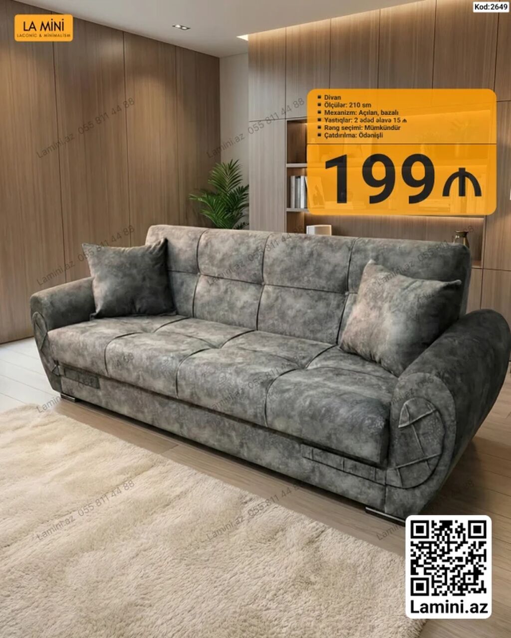 Divan – La Mini, Kod: 2649 - Ölçü: 210 sm - Mexanizm: açılan