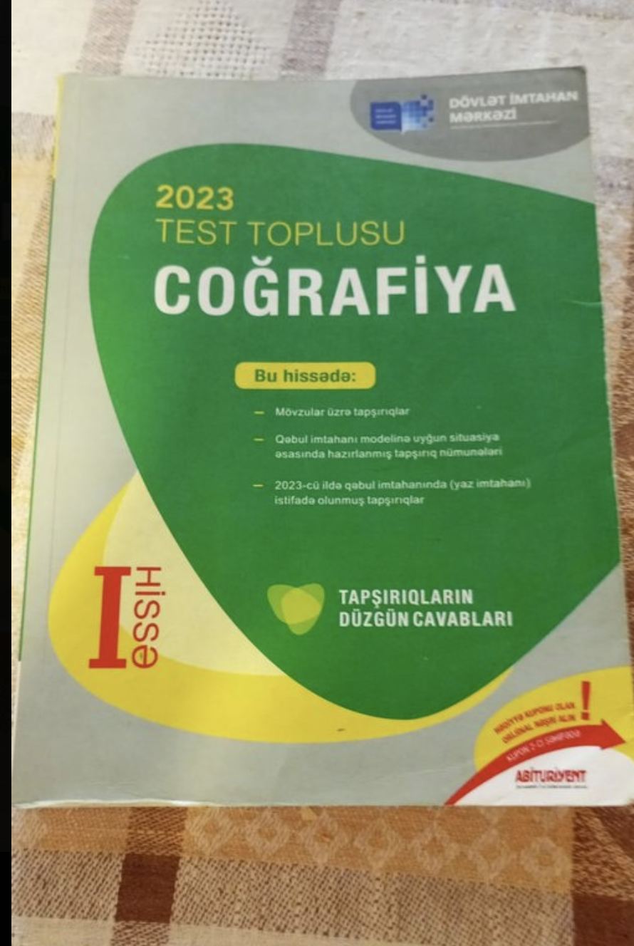 Cografiya test toplusu 1ci 2ci hisse 2023