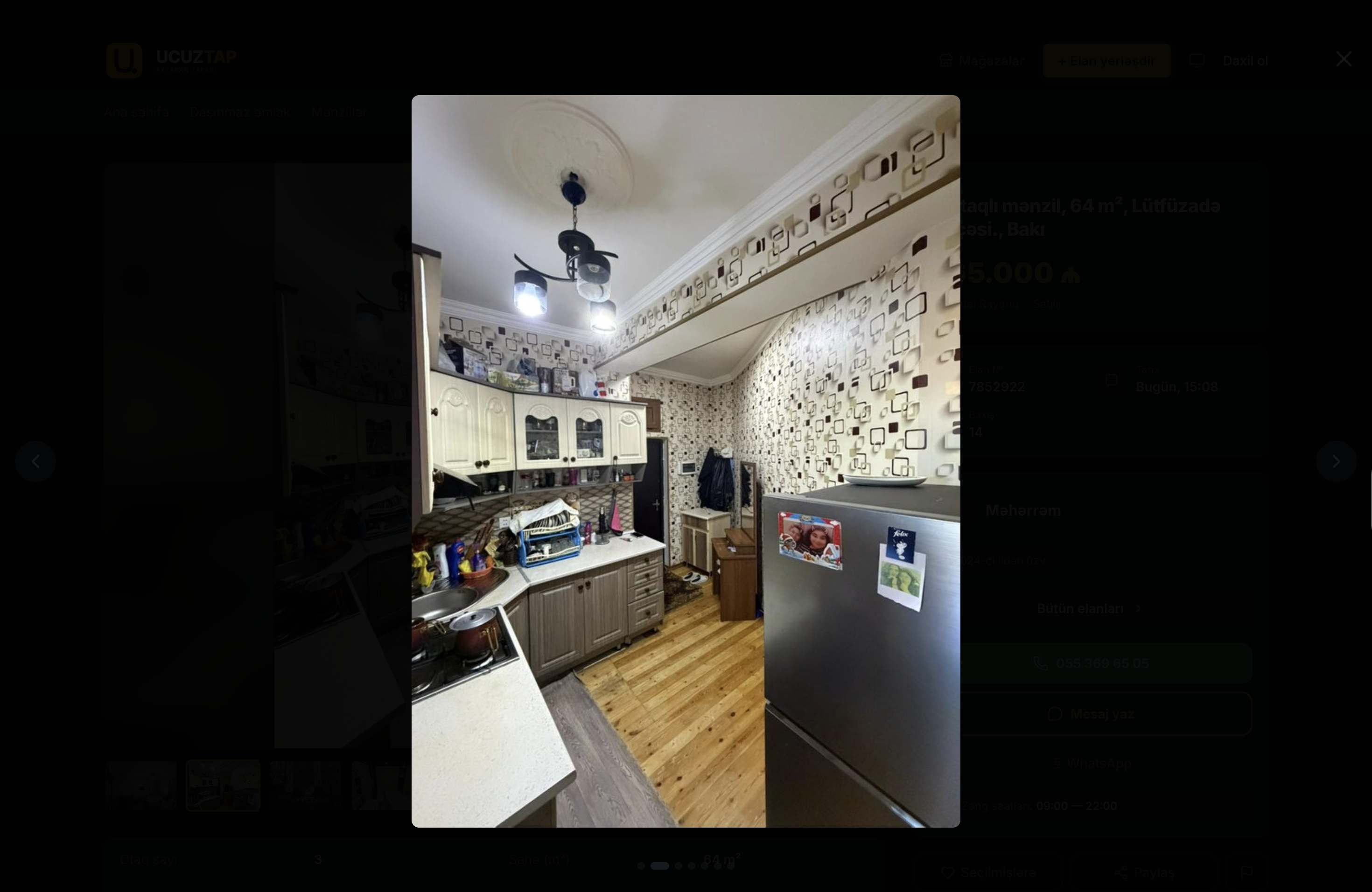 3 otaqlı mənzil, 64 m², Lütfüzadə küçəsi., Bakı - Şəkil 2