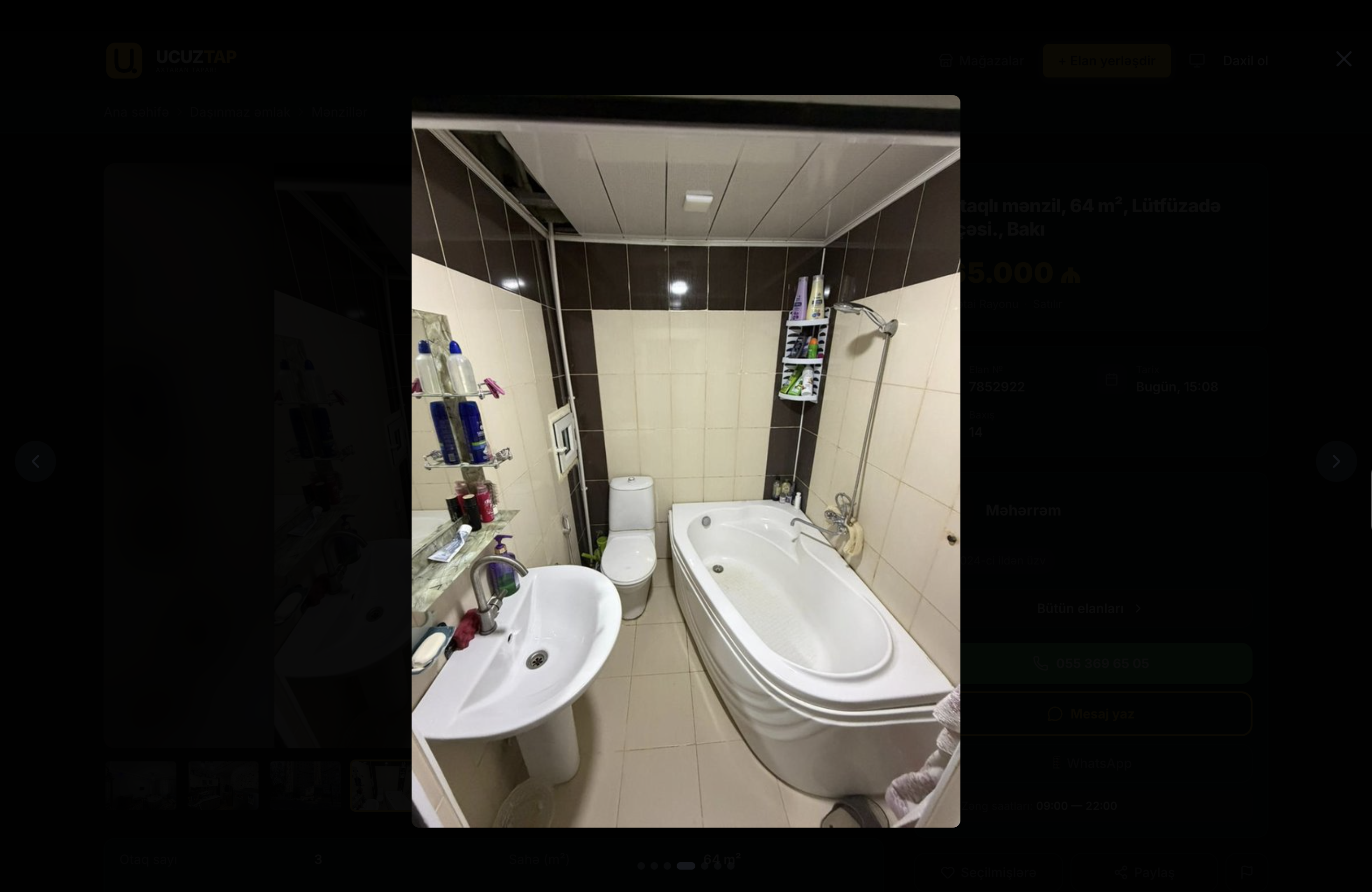 3 otaqlı mənzil, 64 m², Lütfüzadə küçəsi., Bakı - Şəkil 4