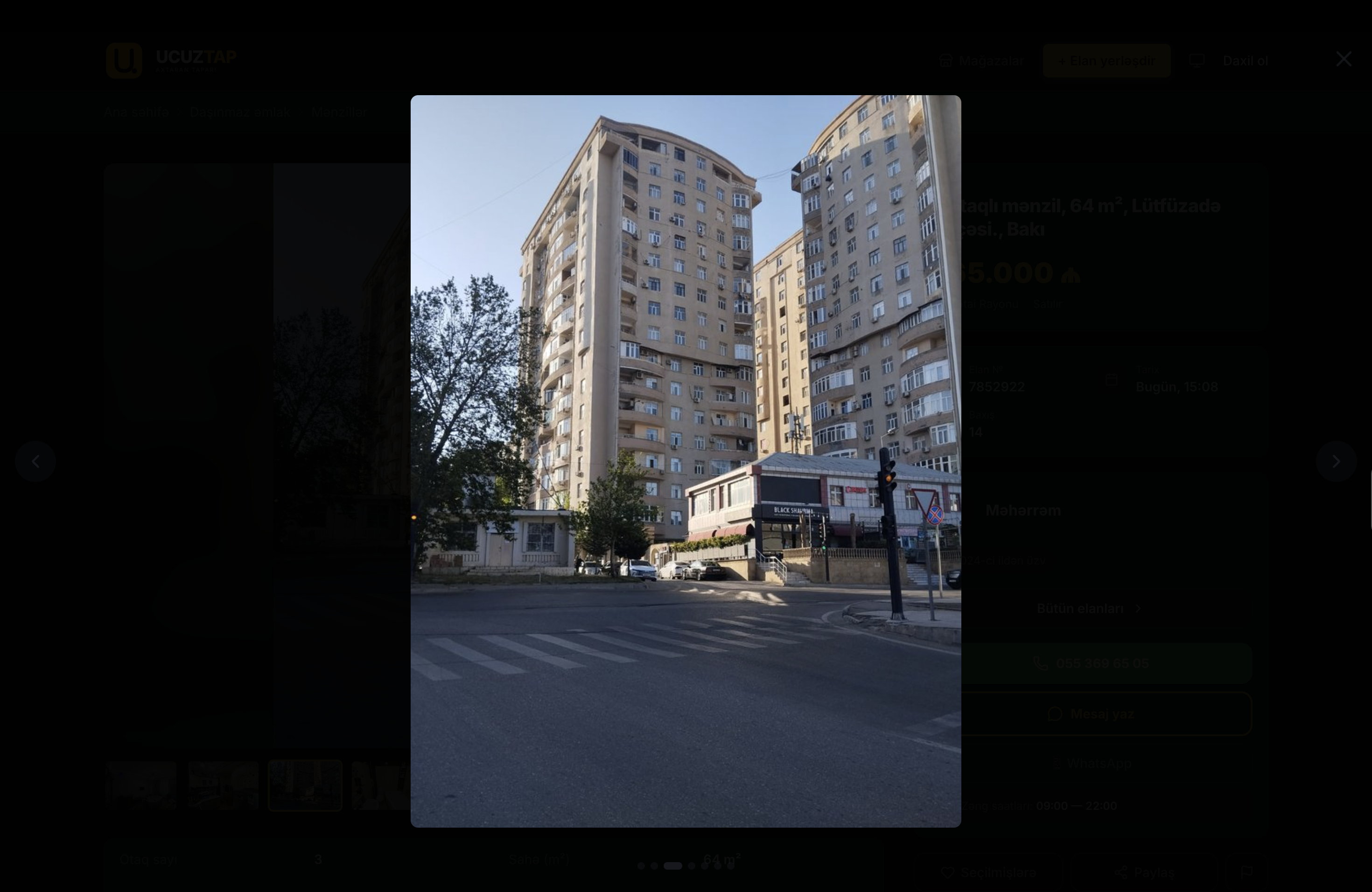 3 otaqlı mənzil, 64 m², Lütfüzadə küçəsi., Bakı - Şəkil 3