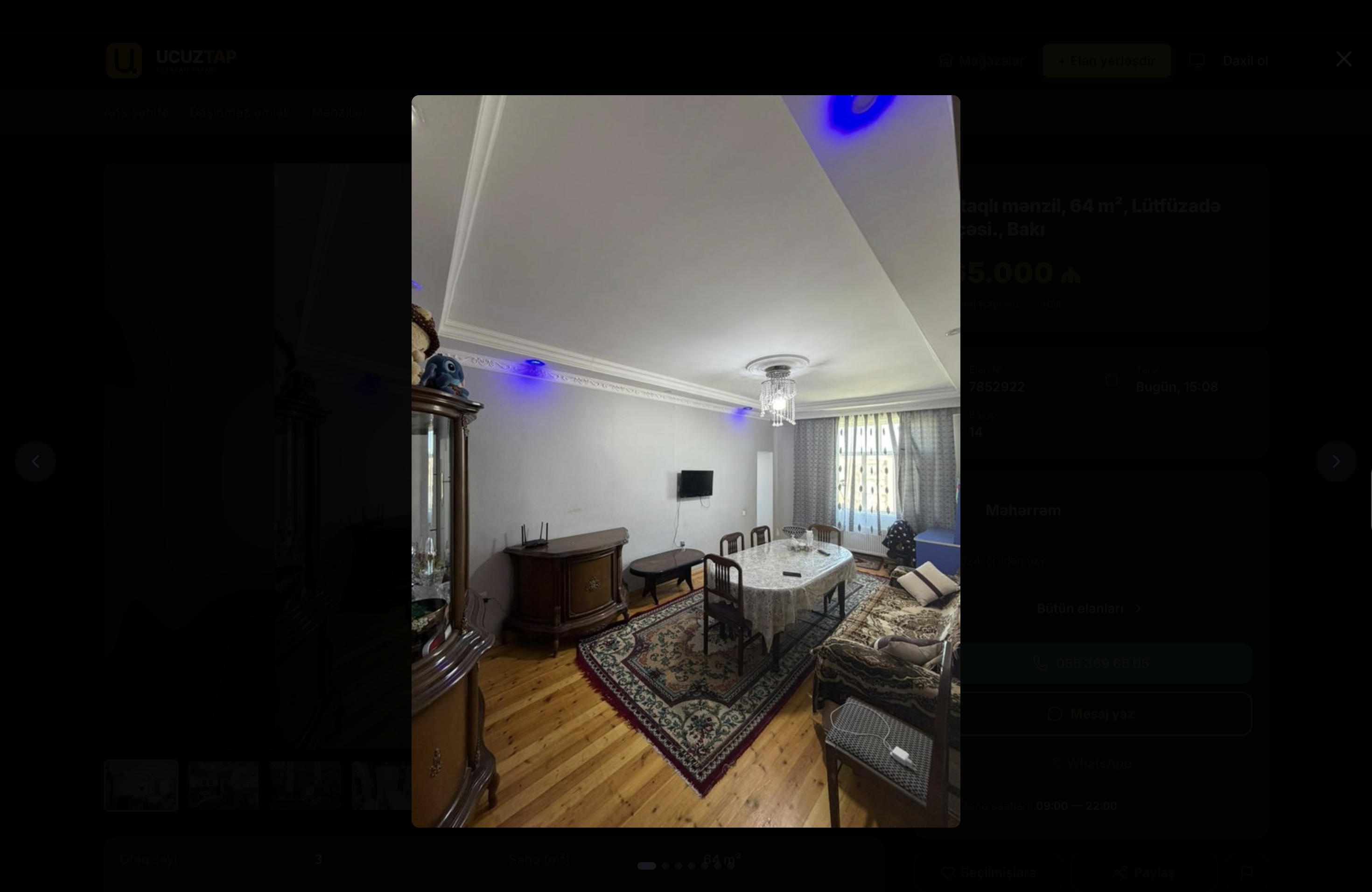 3 otaqlı mənzil, 64 m², Lütfüzadə küçəsi., Bakı - Şəkil 1