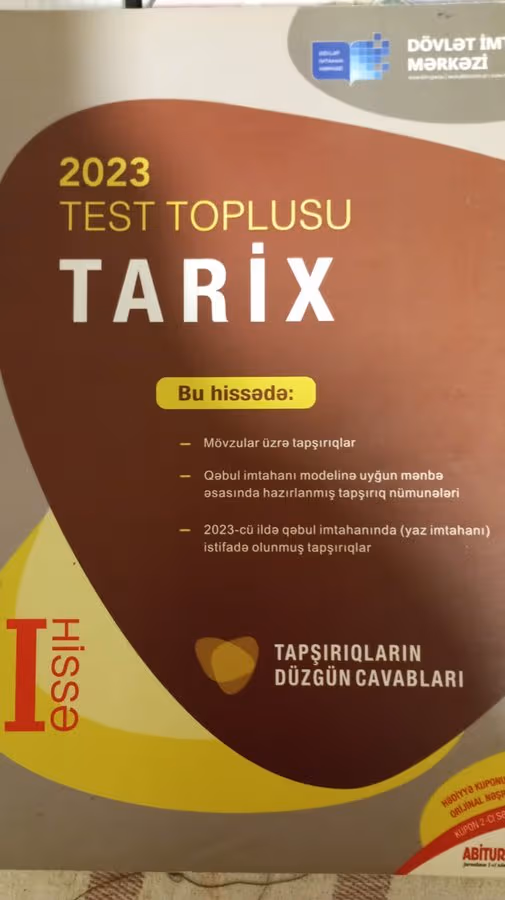 Tarix test toplusu 2023 1ci hisse
