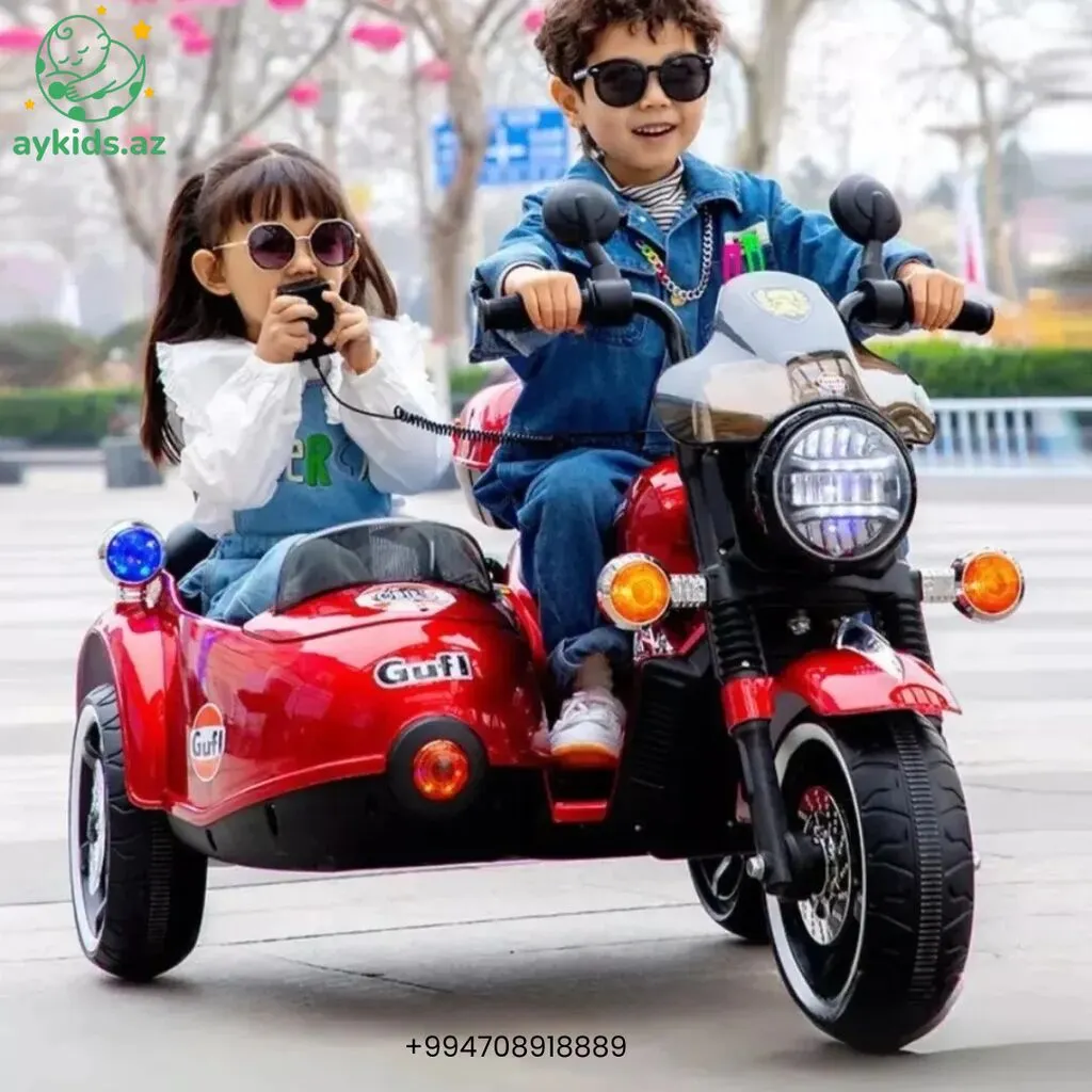 Uşaq elektrik motosikleti iki nəfərlik lyulkalı modelimiz. Trend - Şəkil 3