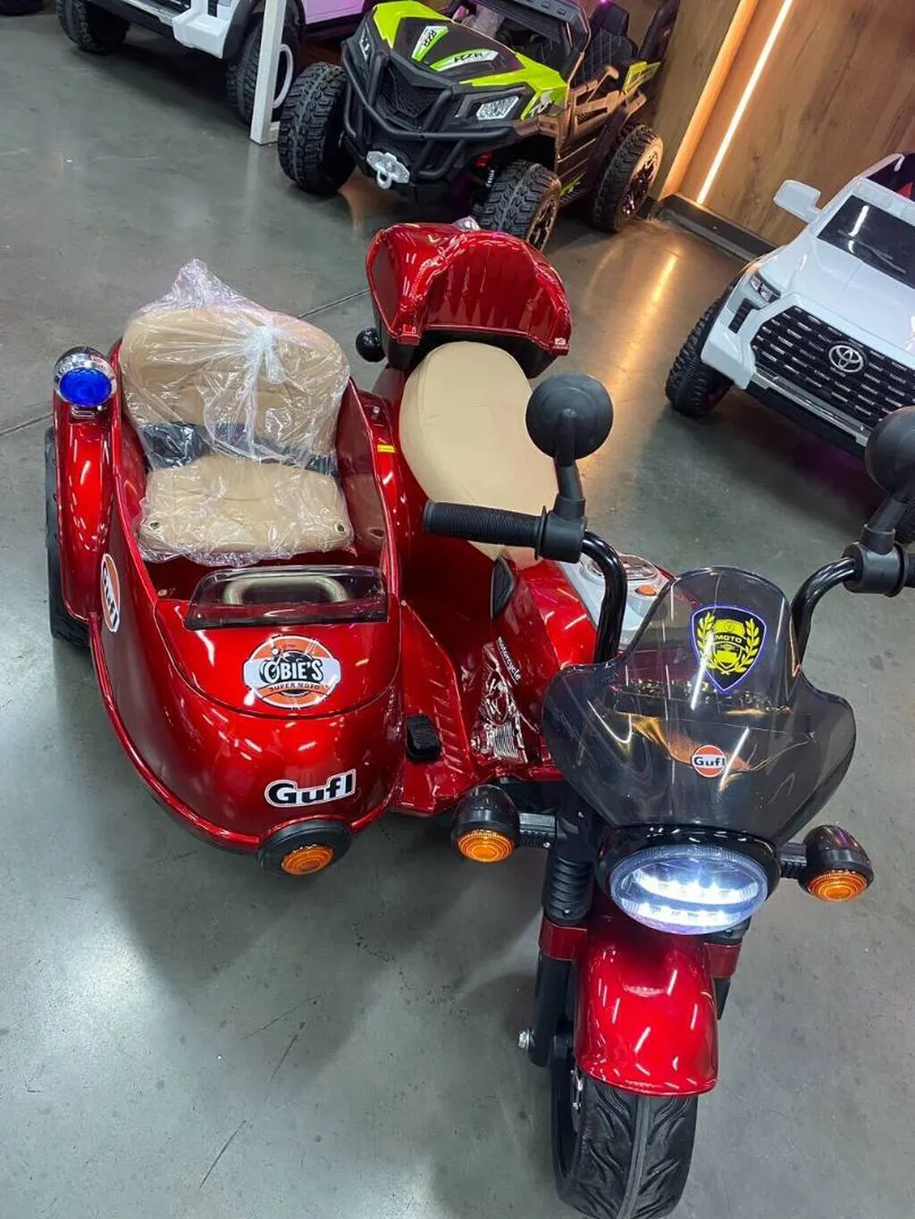 Uşaq elektrik motosikleti iki nəfərlik lyulkalı modelimiz. Trend