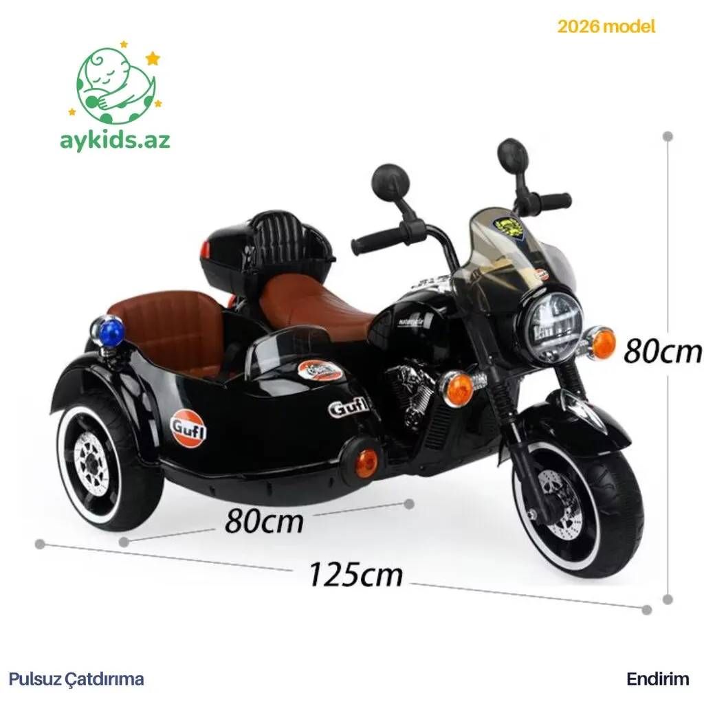 Uşaq elektrik motosikleti iki nəfərlik lyulkalı modelimiz. Trend - Şəkil 2