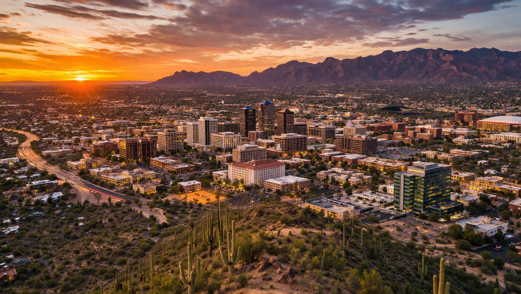 Tucson Arizona aerial panoramic view
