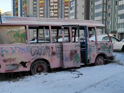 Из Центрального района Красноярска вывезут брошенный розовый автобус