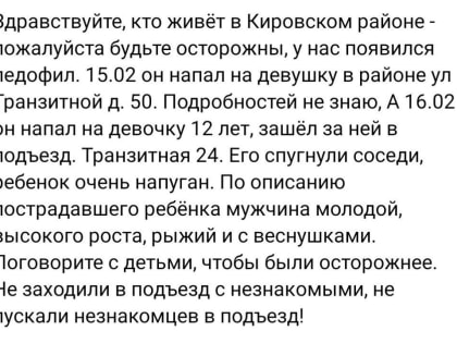 В Кировском районе Красноярска педофил испугал девочку. Похожего на фоторобот мужчину уже задержали