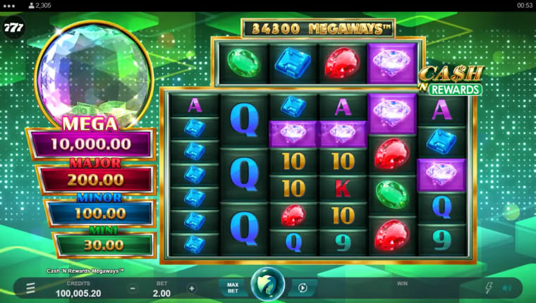 cash n rewards megaways gameplay image