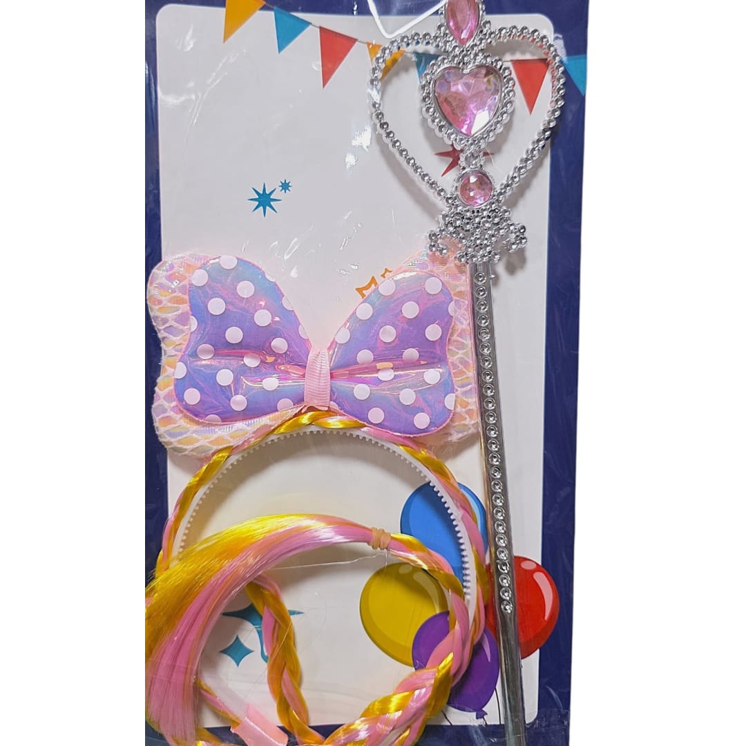 Vincha Minnie con trenzas + Varita
