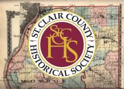 Old St Clair County map with St Clair County Historical Society logo.