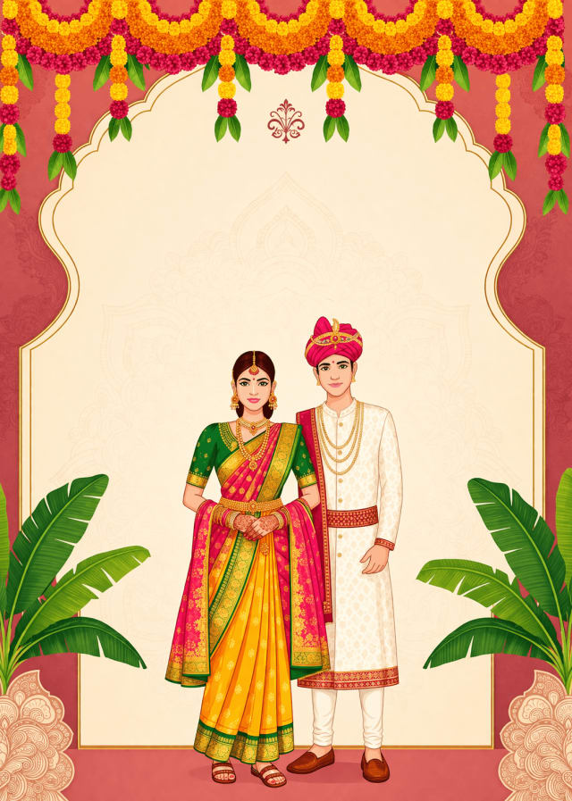 Traditional Hindi Wedding Invitation template preview