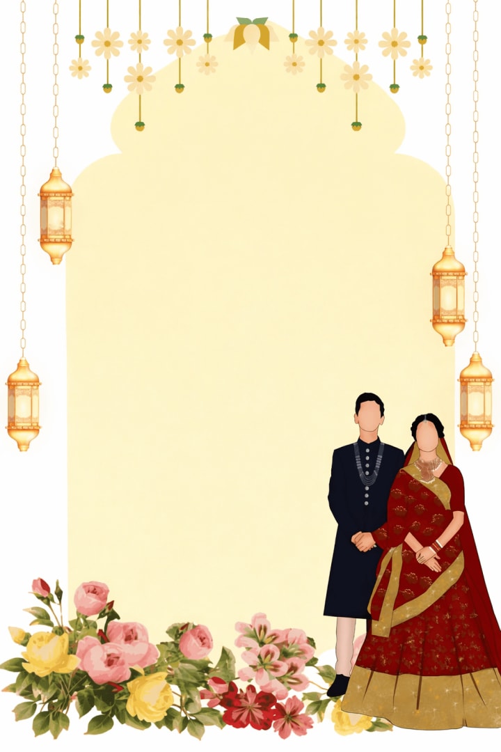 Lantern Floral Indian Wedding Invitation preview