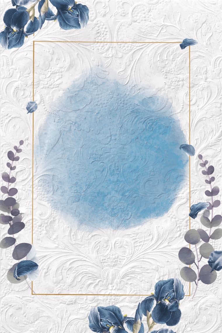 Save The Date Blue Floral Frame invitation poster preview