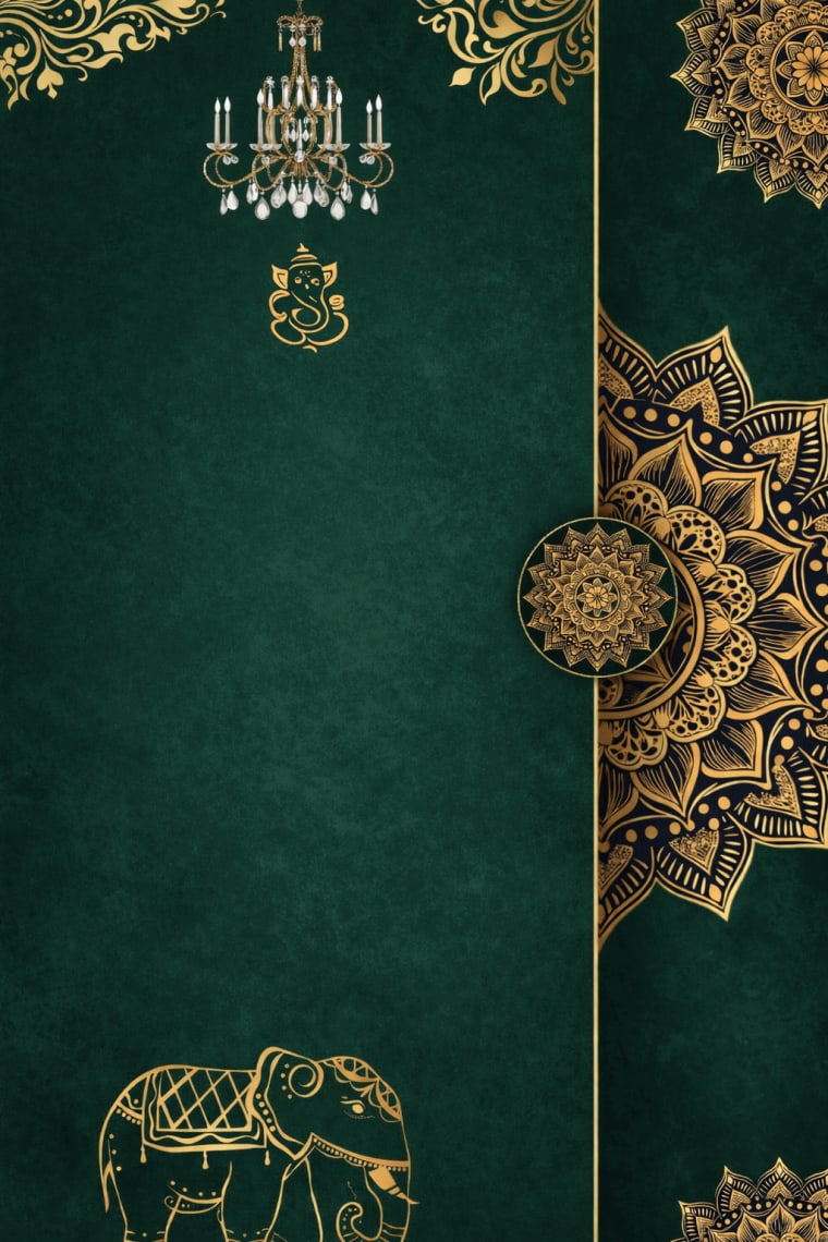 Royal Green Gold Hindi Wedding Invitation invitation poster preview