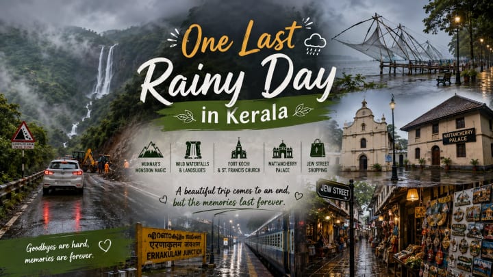 Rainy journey from the misty mountains of Munnar to historic Fort Kochi on the final day of our Kerala family trip.