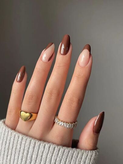 Brown Almond French Press-On Nails - 24pcs