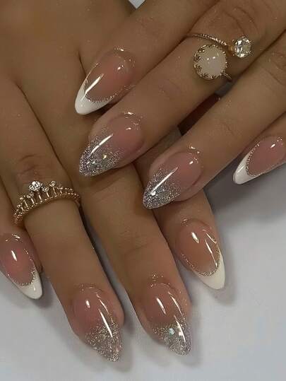 White French Almond Press-On Nail Stickers