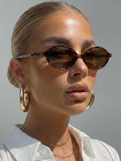 Women's Leopard Oval Frame Vintage Glasses
