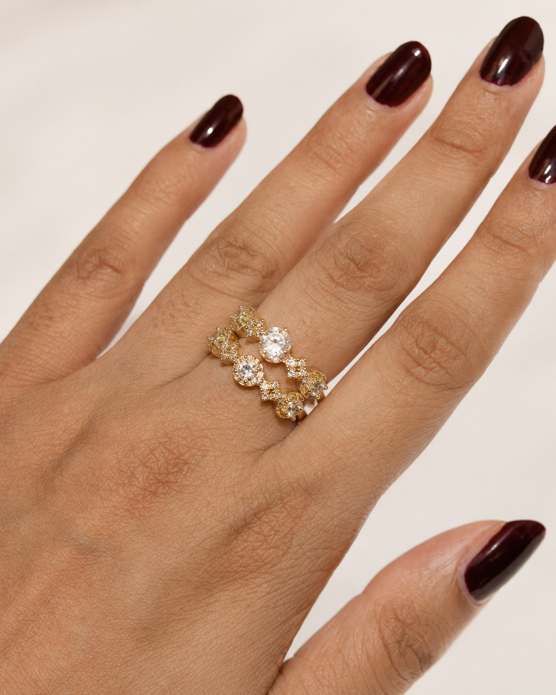 Gold Stackable Zircon Ring Set - 2pcs