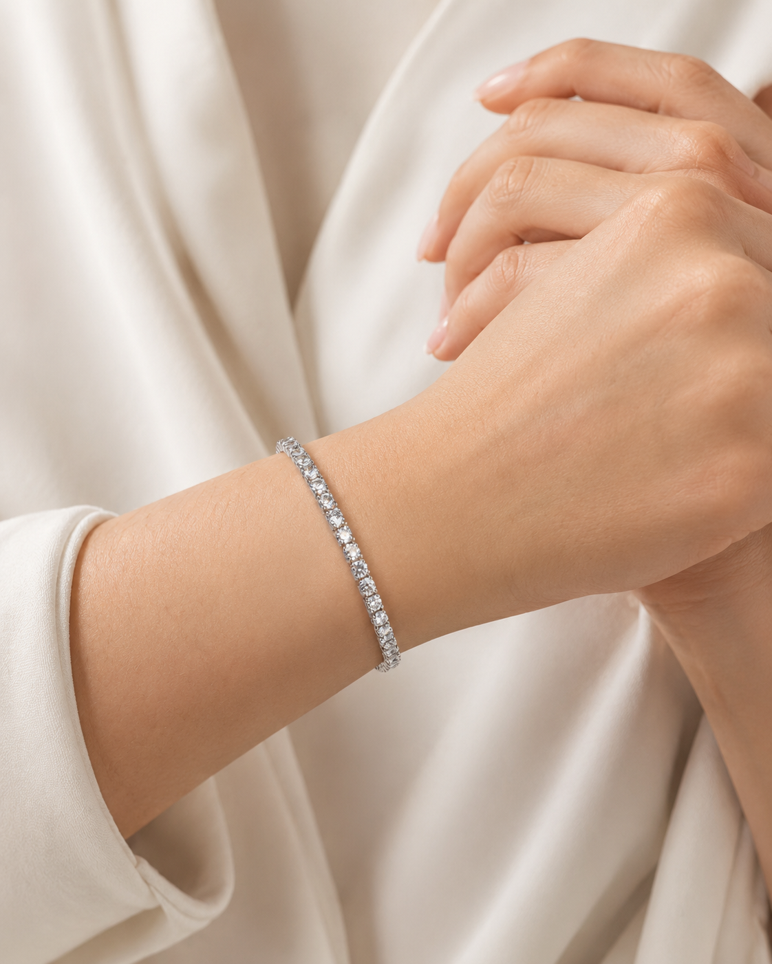 Silver Zircon Tennis Bracelet for Women