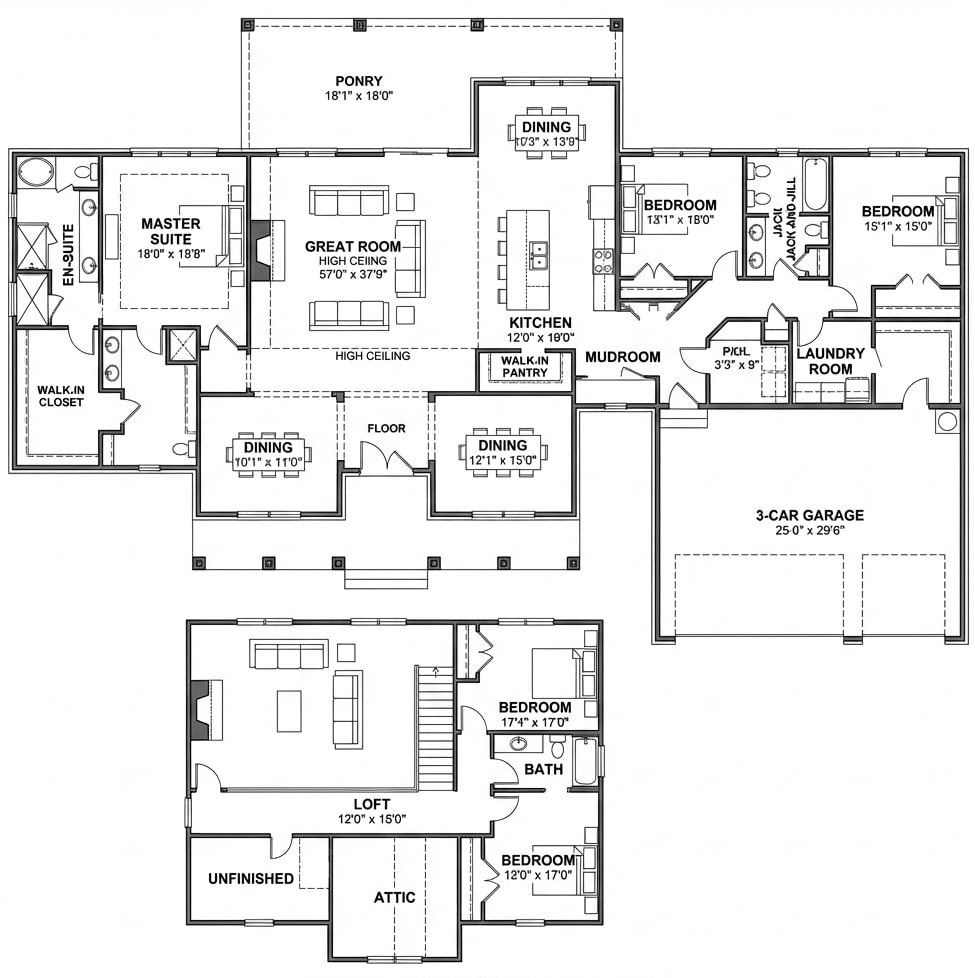 Architectural 2D floor plan example