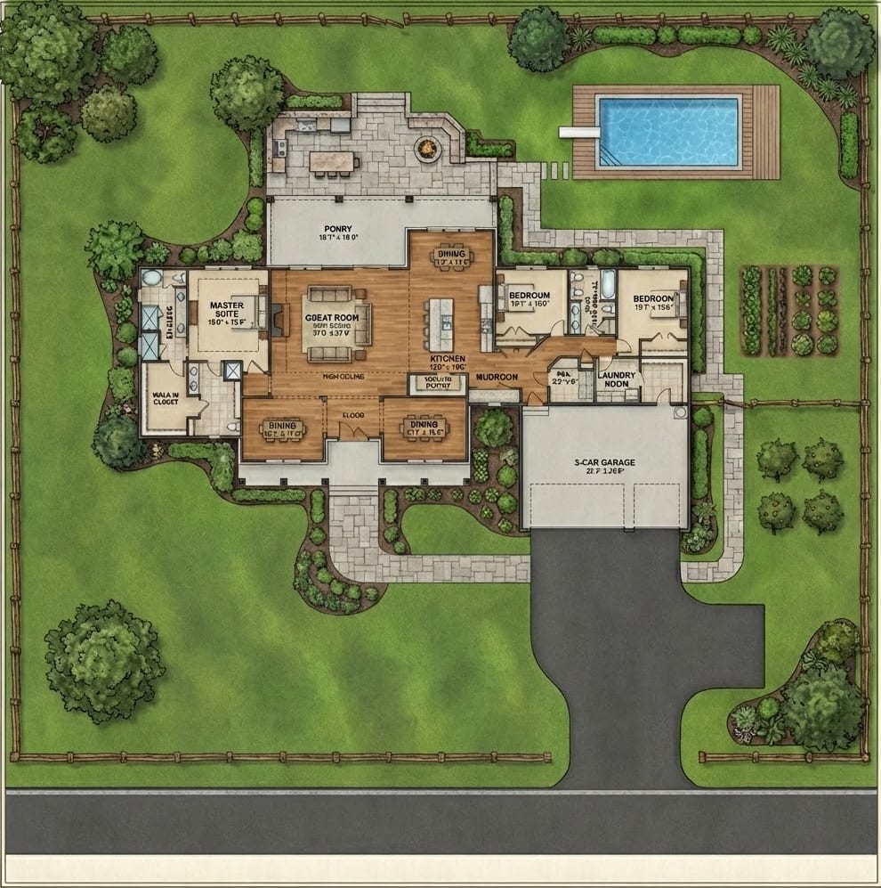 Color real-estate floor plan example