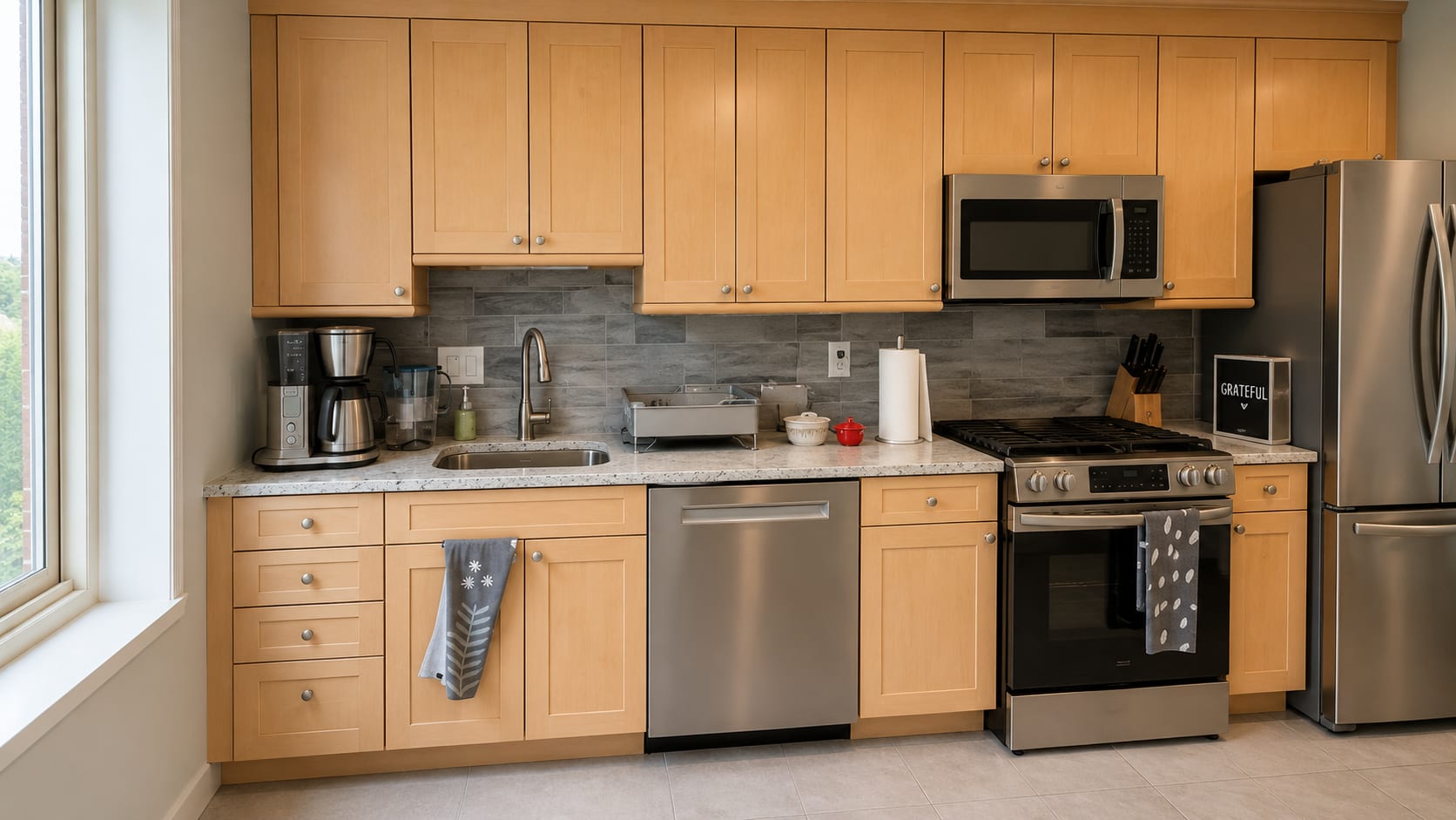 dated maple cabinetry