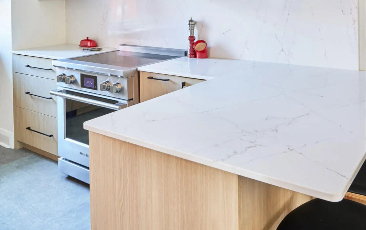Warm Minimalist Interior — contemporary kitchen renovation with soft textures in Washington DC