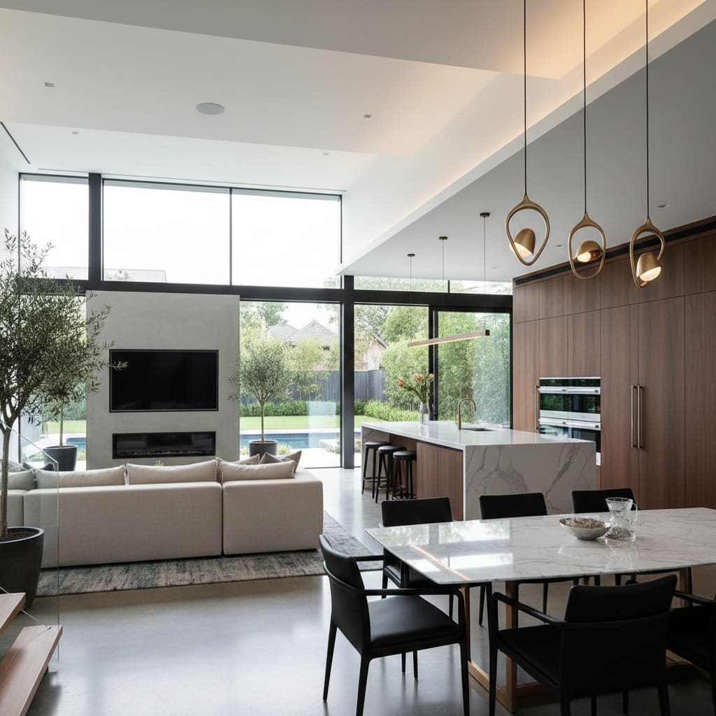 Luxury full home renovation with open layout and modern finishes.