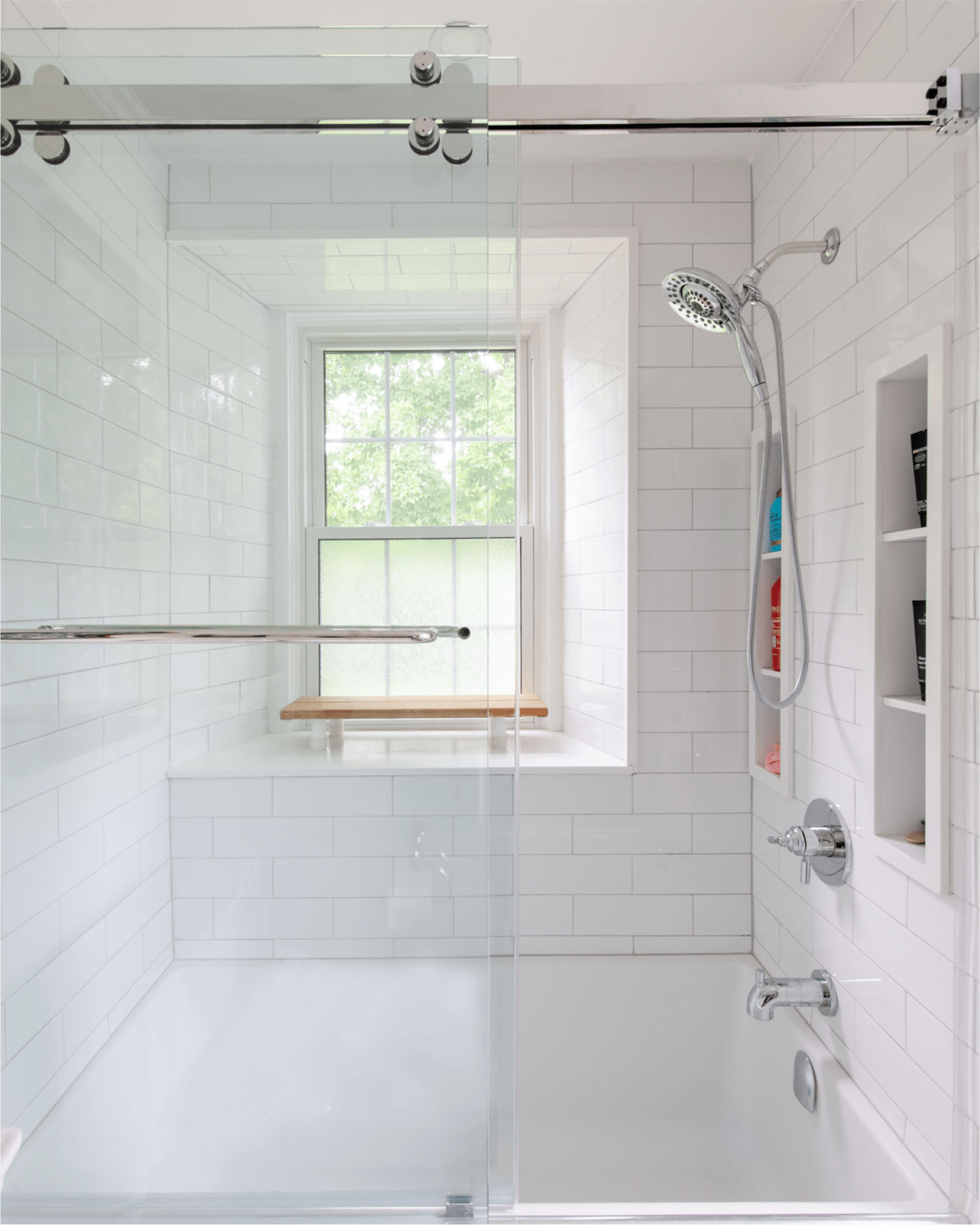 Natural Light Paradise bath renovation with organic textures in Washington DC