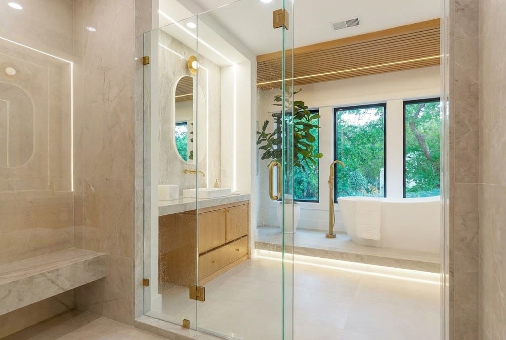 Serene Spa Retreat modern bathroom renovation with glass shower in Washington DC