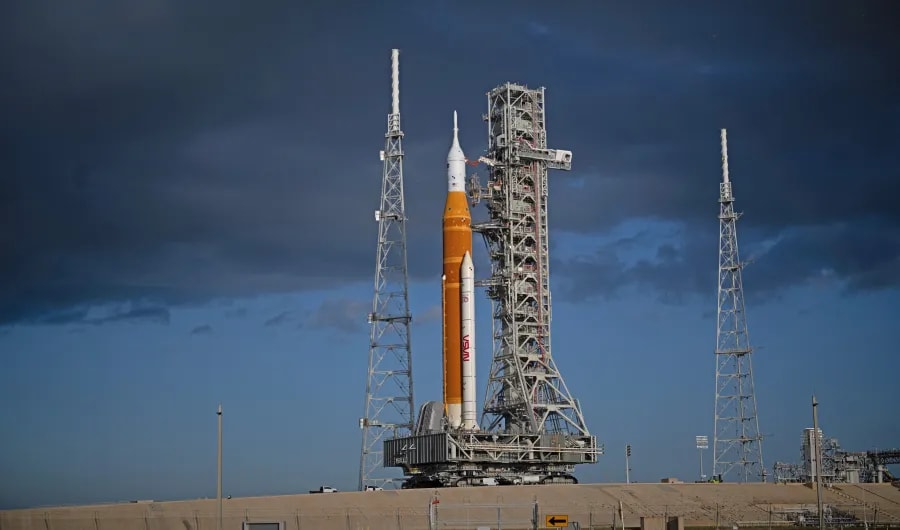 Artemis II SLS rocket at Launch Pad 39B, Kennedy Space Center, March 20 2026